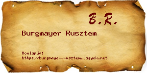 Burgmayer Rusztem névjegykártya